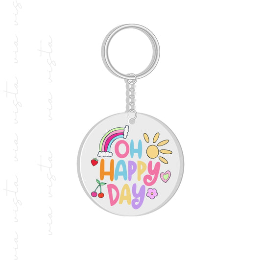 UV DTF Keychain Decal - Oh happy day