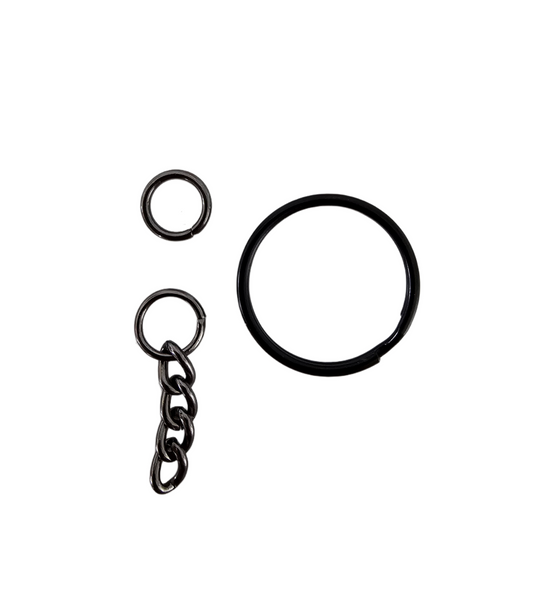 Keyring, chain & connector - Black (pack of 20)