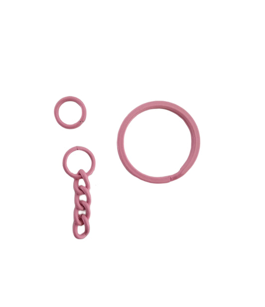 Keyring, chain & connector - Pink (pack of 20)